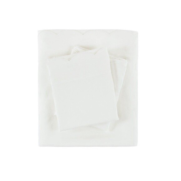 Armoire Collection Queen Scalloped Sheets Sets White NEW - Picture 3 of 5